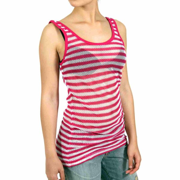 wawiHEROES MISS SIXTY Damen Tanktop ELM SINGLET in Pink/Weiß Gestreift
