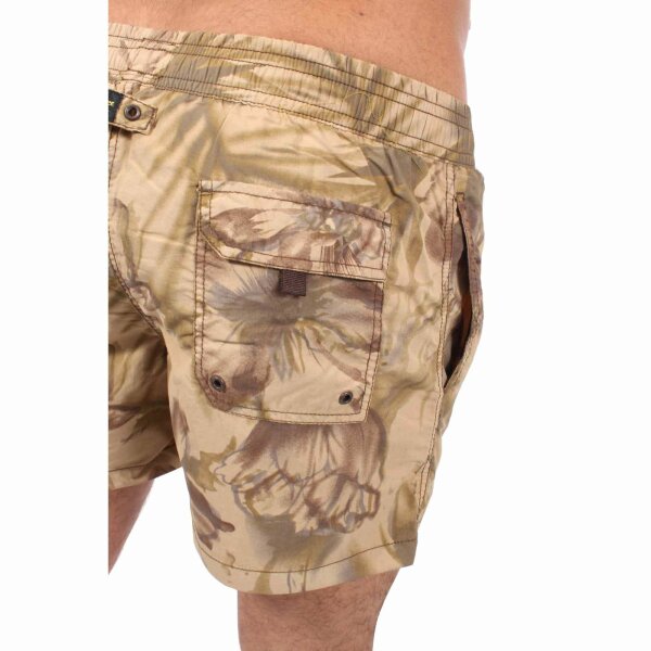 wawiHEROES BLAUER USA Herren Boxer Badehose COSTUME in Braun/Grün Floralprint