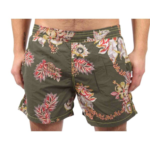 wawiHEROES BLAUER USA Herren Boxer Badehose COSTUME in Grün Floralprint