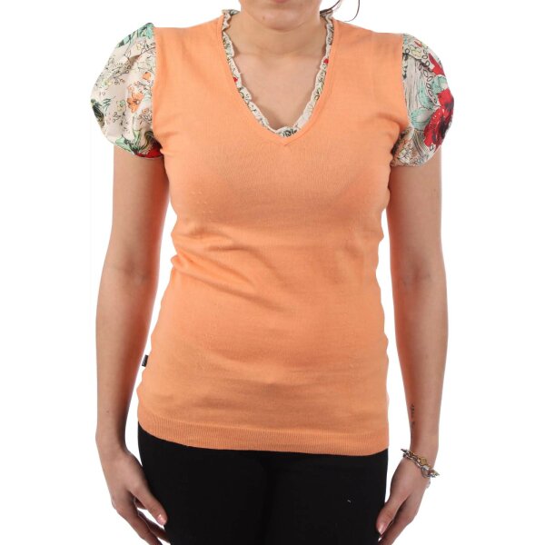 wawiHEROES BLAUER USA Damen Strick-T-Shirt COLLO in Orange