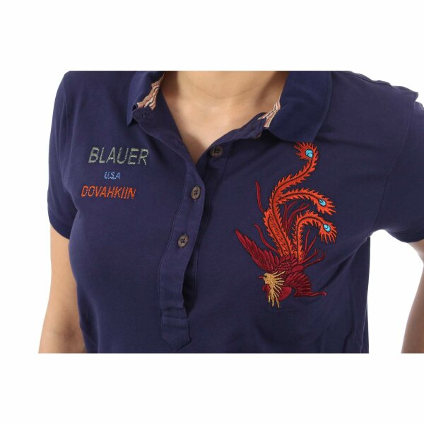 wawiHEROES BLAUER USA Damen Polo MC in Marineblau