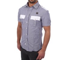 wawiHEROES BLAUER USA Herren Kurzarm Hemd CAMICIA in Grau