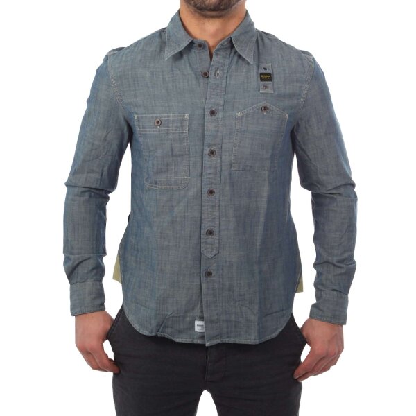 wawiHEROES BLAUER USA Herren Langarm Hemd CAMICIA in Petrol