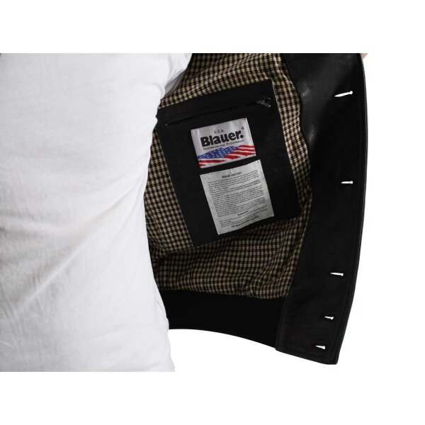 wawiHEROES BLAUER USA Herren Lederjacke CAPOSPALLA PELLE BLU0898 in Schwarz