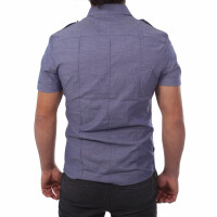 wawiHEROES BLAUER USA Herren Kurzarm Hemd CAMICIA in Blau