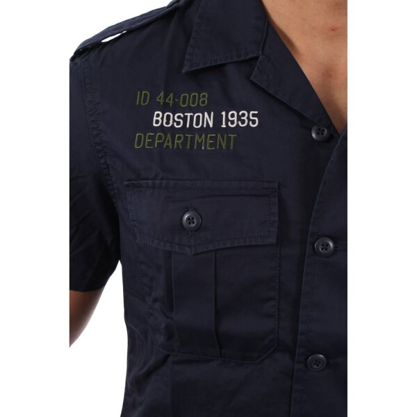 wawiHEROES BLAUER USA Herren Kurzarm Hemd CAMICIA in Marineblau
