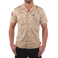 wawiHEROES BLAUER USA Herren Kurzarm Hemd CAMICIA in Beige