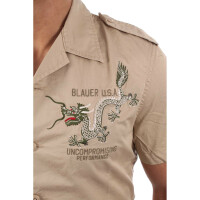 wawiHEROES BLAUER USA Herren Kurzarm Hemd CAMICIA in Beige