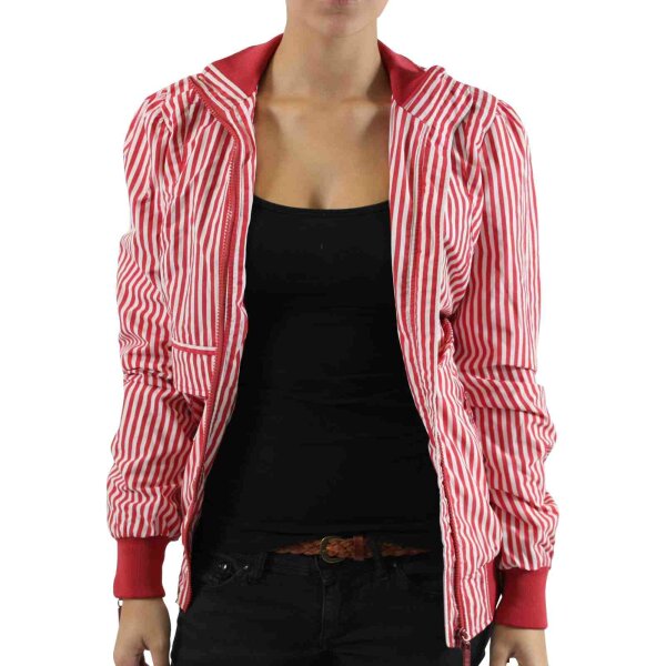 wawiHEROES RELISH Damen Herbstjacke GIUBBINO SELINUT in Rot/Weiß gestreift
