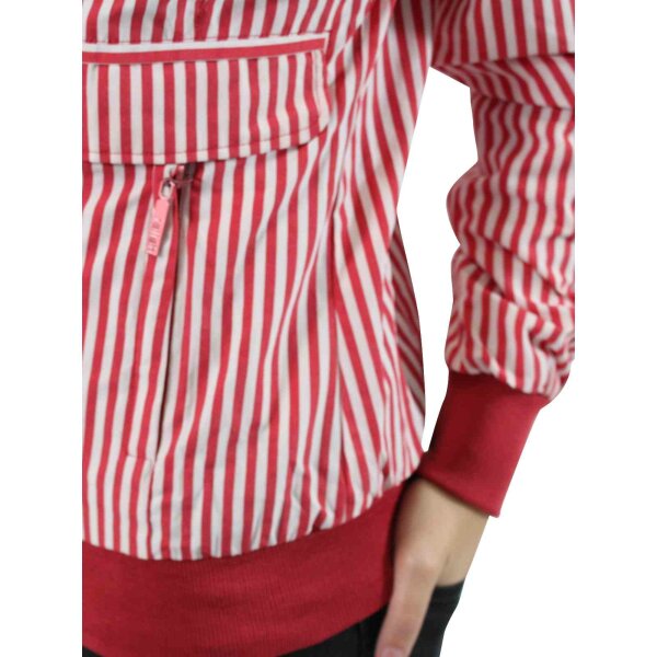 wawiHEROES RELISH Damen Herbstjacke GIUBBINO SELINUT in Rot/Weiß gestreift