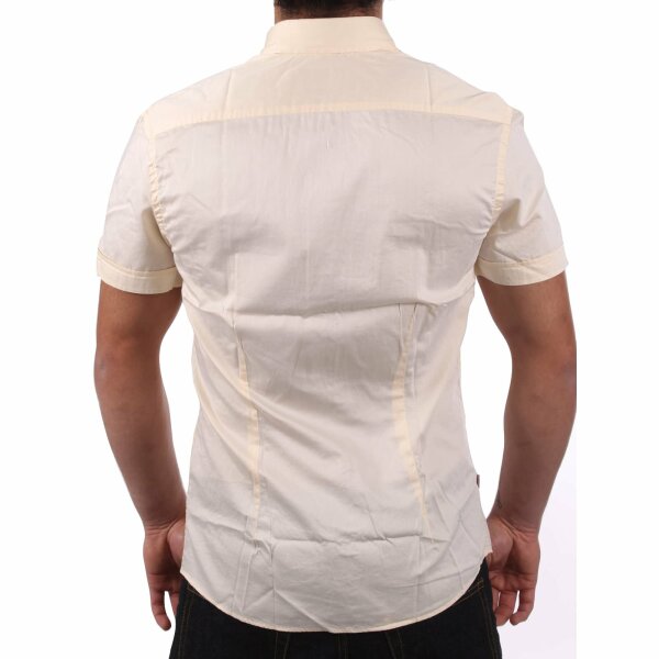 wawiHEROES BLAUER USA Herren Kurzarm Hemd CAMICIA in Creme