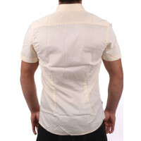 wawiHEROES BLAUER USA Herren Kurzarm Hemd CAMICIA in Creme