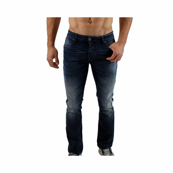 wawiHEROES JACK & JONES Herren Jeans CLARK CLASSIC COMFORT PIPING BL136 in Dunkelblau