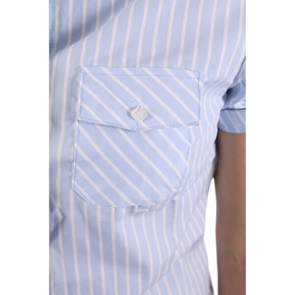 wawiHEROES BLAUER USA Damen Kurzarm Bluse CAMICIA in Hellblau