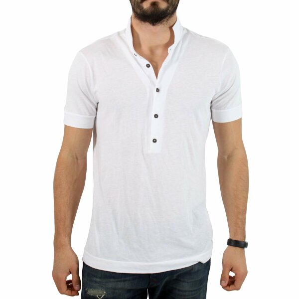 wawiHEROES DIESEL Herren T-Shirt BLACK GOLD mit Knöpfen in Weiß