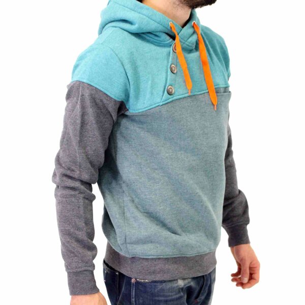 wawiHEROES HUMÖR Kapuzen Herren Sweatshirt CULA in Grau/Türkis