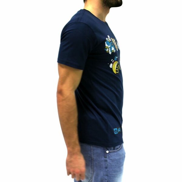 wawiHEROES HUMÖR Herren T-Shirt LUGA ATHLETICS in Dunkelblau