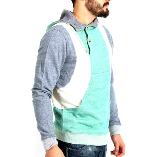 wawiHEROES HUMÖR Herren Kapuzen Sweatshirt XYLO in Grün/Beige/Blau