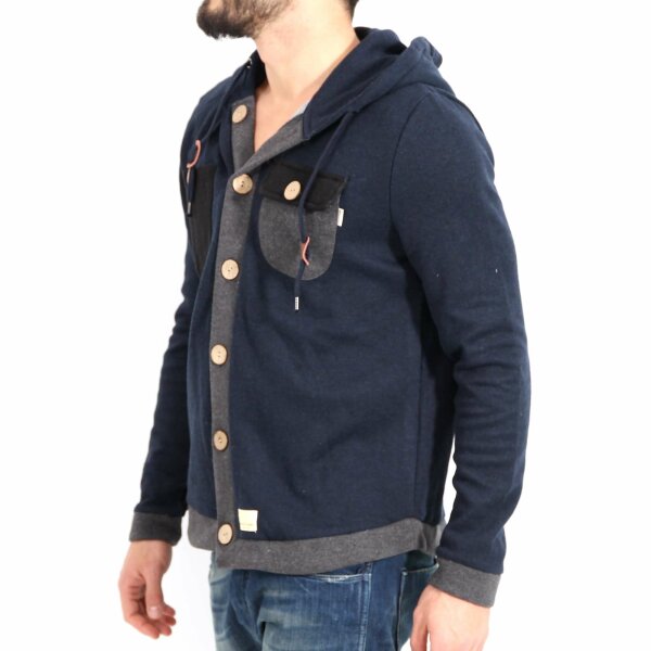 wawiHEROES ANERKJENDT Herren Cardigan MANFRED in Blau/Grau