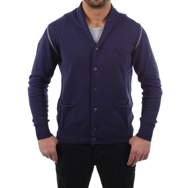 wawiHEROES BLAUER USA Herren Strick Cardigan APERTA in Dunkelblau