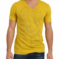 wawiHEROES DIESEL Herren T-Shirt BLACK GOLD PRINT in Gelb
