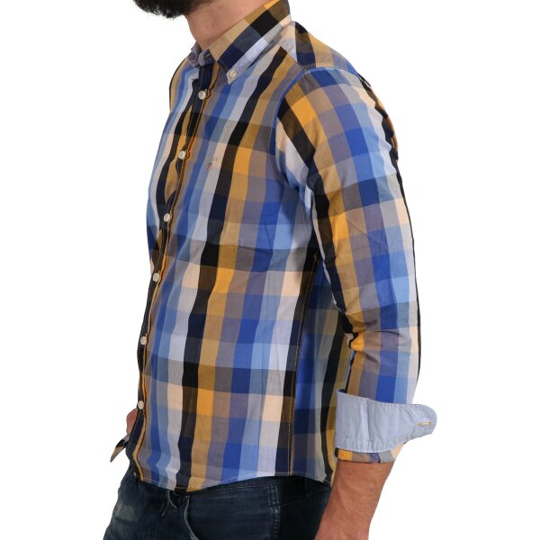 wawiHEROES GANT USA Herren Hemd Langarm MANHATTAN POPLIN in Blau/Gelb