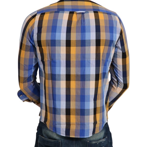 wawiHEROES GANT USA Herren Hemd Langarm MANHATTAN POPLIN in Blau/Gelb