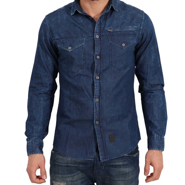 wawiHEROES ANERKJENDT Herren Jeanshemd Langarm SETH in Dunkelblau