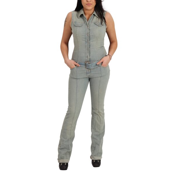 wawiHEROES MISS SIXTY Damen Jeans Jumpsuit LENNOX Used Look in Hellblau