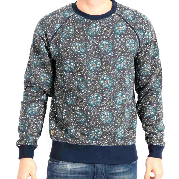 wawiHEROES HUMÖR Herren Sweatshirt SUCIF in Grau/Türkis