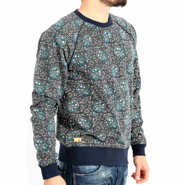 wawiHEROES HUMÖR Herren Sweatshirt SUCIF in Grau/Türkis