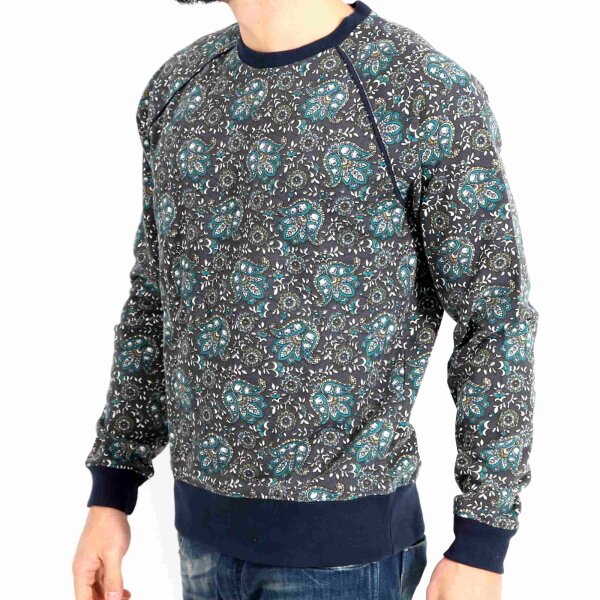 wawiHEROES HUMÖR Herren Sweatshirt SUCIF in Grau/Türkis