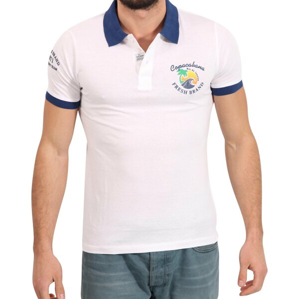 wawiHEROES FRESH BRAND Herren Kurzarm Polo Shirt in Weiß