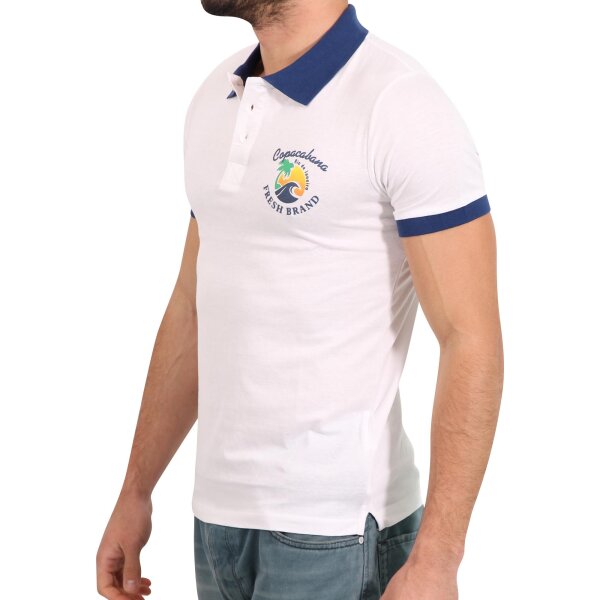 wawiHEROES FRESH BRAND Herren Kurzarm Polo Shirt in Weiß