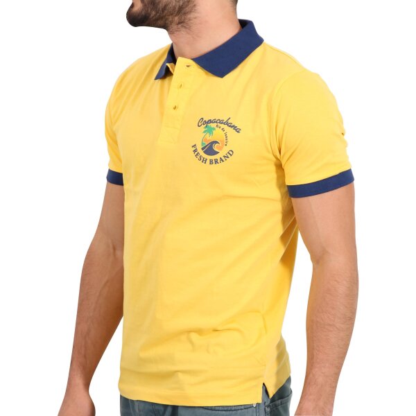 wawiHEROES FRESH BRAND Herren Kurzarm Polo Shirt in Gelb/Blau