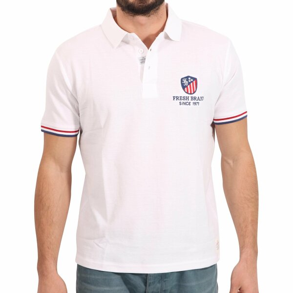 wawiHEROES FRESH BRAND Herren Kurzarm Polo Shirt OPTIC in Weiß