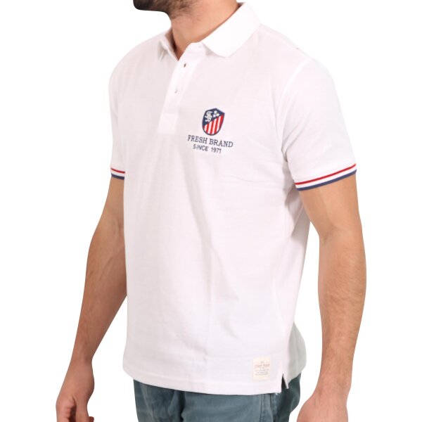 wawiHEROES FRESH BRAND Herren Kurzarm Polo Shirt OPTIC in Weiß