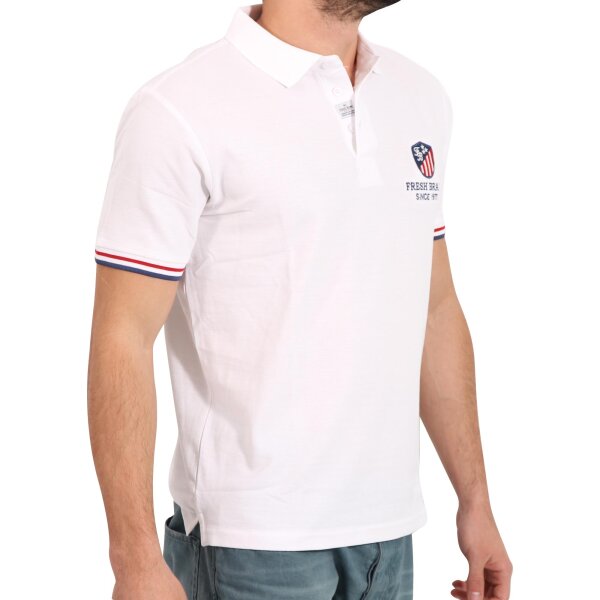 wawiHEROES FRESH BRAND Herren Kurzarm Polo Shirt OPTIC in Weiß