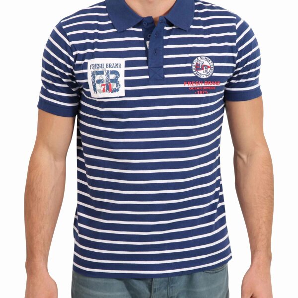 wawiHEROES FRESH BRAND Herren Kurzarm Polo Shirt in Dunkelblau/Weiß