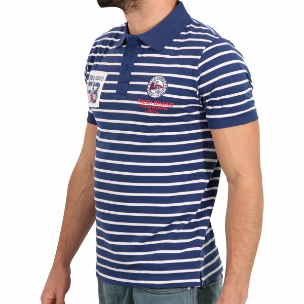 wawiHEROES FRESH BRAND Herren Kurzarm Polo Shirt in Dunkelblau/Weiß