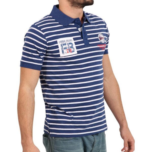 wawiHEROES FRESH BRAND Herren Kurzarm Polo Shirt in Dunkelblau/Weiß