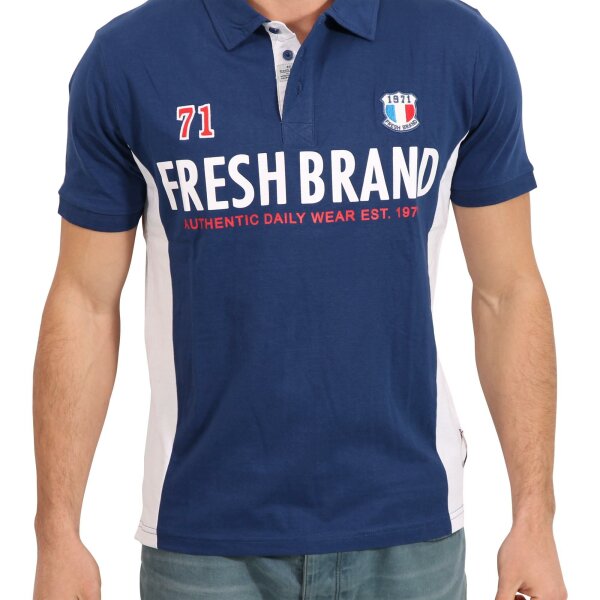 wawiHEROES FRESH BRAND Herren Kurzarm Polo Shirt in Dunkelblau
