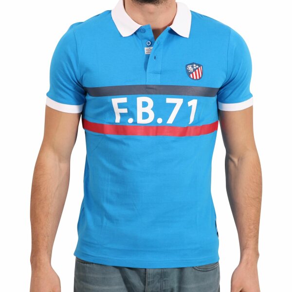 wawiHEROES FRESH BRAND Herren Kurzarm Polo Shirt in Türkis/Weiß