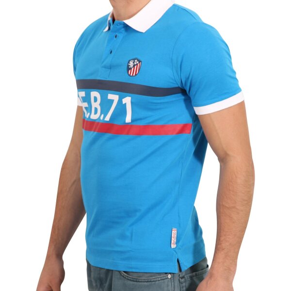 wawiHEROES FRESH BRAND Herren Kurzarm Polo Shirt in Türkis/Weiß