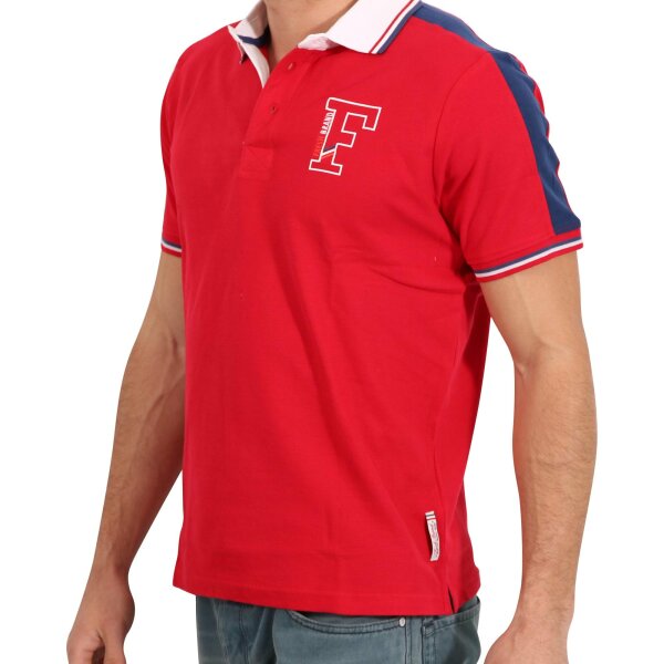 wawiHEROES FRESH BRAND Herren Kurzarm Polo Shirt in Rot/Blau