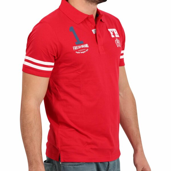wawiHEROES FRESH BRAND Herren Kurzarm Polo Shirt in Rot