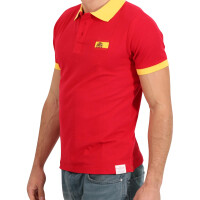 wawiHEROES FRESH BRAND Herren Kurzarm Polo Shirt in Rot/Gelb