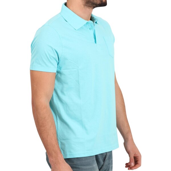 wawiHEROES FRESH BRAND Herren Kurzarm Polo Shirt in Helltürkis