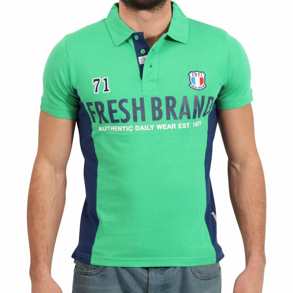 wawiHEROES FRESH BRAND Herren Kurzarm Polo Shirt in Grün/Dunkelblau