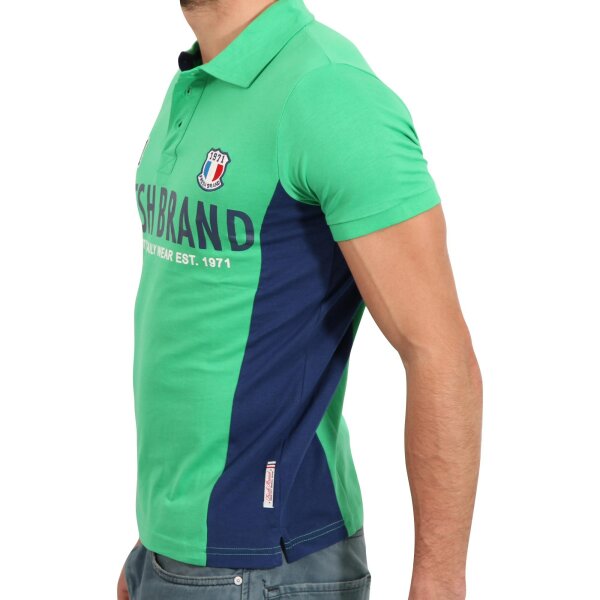 wawiHEROES FRESH BRAND Herren Kurzarm Polo Shirt in Grün/Dunkelblau